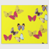 イエローピンクブルー蝶ラッピング紙 ラッピングペーパー (フラット)