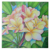 イエローピンクプルメリア タイル (正面)