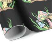 イエローピンクポップ・アートのアートスタイルレトロキノコ誕生日 ラッピングペーパー (ロールコーナー)