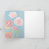 イエローピンクレッドカーネーション春ブーケ誕生日 カード (内部)