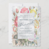 イエローピンクローズフラワーズマザーズデイブランチ 招待状 (正面)