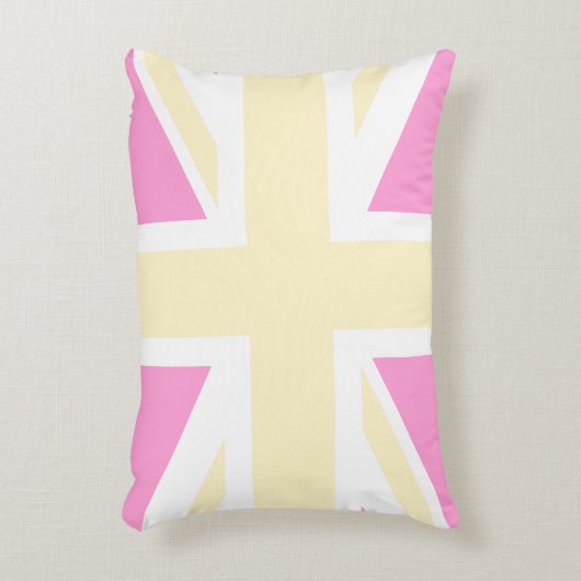 イエローピンク統一されたキングダム国旗/ユニオンジャック アクセントクッション (正面(垂直))