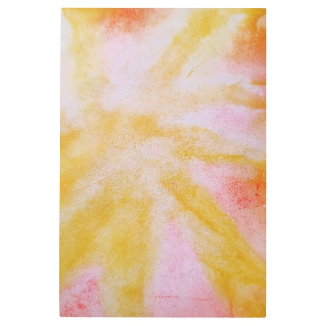 イエローピンク赤抽象芸術テクスチャメタル メタルプリント (正面)