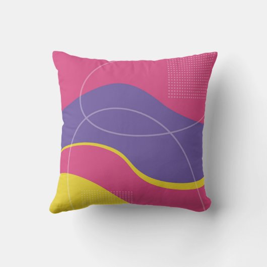 イエローピンク&パープル抽象芸術アートデザイン クッション (裏面)