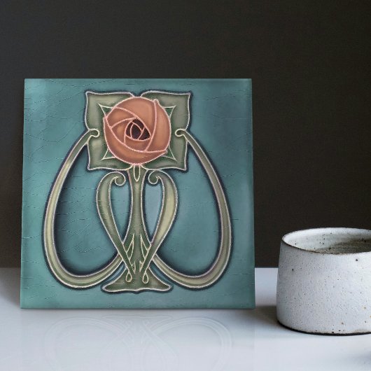 イエローピーオンブルーデコールアールヌーボーアールデコセラム タイル