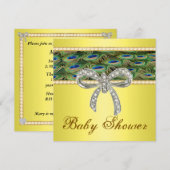 イエローピーコックダイヤモンドリボン ベイビーシャワー招待状 招待状 (正面/裏面)