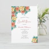 イエローピーチピンクグリーナリーフローラブライダルシャワー 招待状 (スタンド正面)