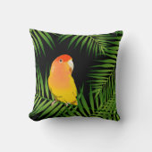 イエローピーチフェイズロベバードオウムPetバードブラック クッション (正面)