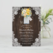 イエローピーチフローラウッドレ素朴ース結婚 招待状 (スタンド正面)