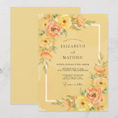 イエローピーチポエニーの結婚式 招待状 (正面/裏面)