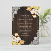 イエローピーチ素朴フローラ結婚ウッド 招待状 (スタンド正面)