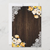 イエローピーチ素朴フローラ結婚ウッド 招待状 (裏面)
