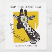 イエローファンキークールなキリンの誕生日 ワインラベル (シングルラベル)