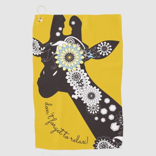イエローファンキークールペイズリーキリン感動的 ゴルフタオル (正面)