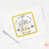 イエローファームショップはちみつ瓶ラベル小規模企業 スクエアシール (封筒)