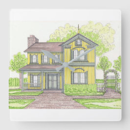 イエローファームハウスウォールクロック スクエア壁時計