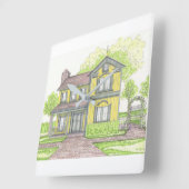 イエローファームハウスウォールクロック スクエア壁時計 (傾斜)