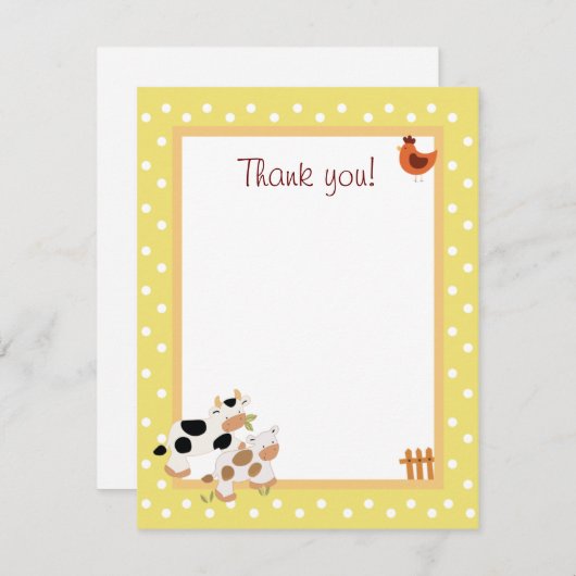 イエローファームベビーモーカウフラットサンキューノート ノートカード (正面/裏面)