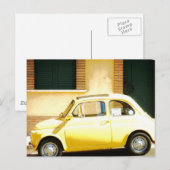 イエローフィアット500イタリア ポストカード (正面/裏面)