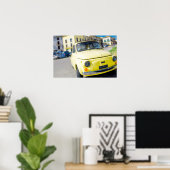 イエローフィアット500、イタリアのヴィンテージCinquecento ポスター (ホームオフィス)