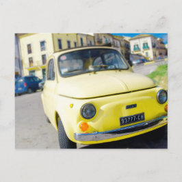 イエローフィアット500、イタリアのヴィンテージCinquecento ポストカード