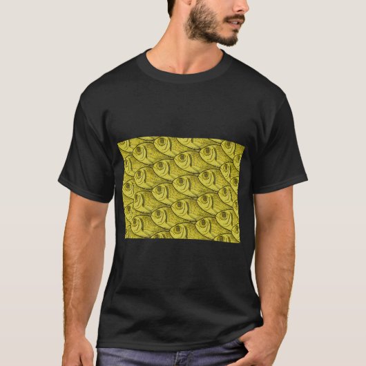 イエローフィッシュパターン Tシャツ (正面)