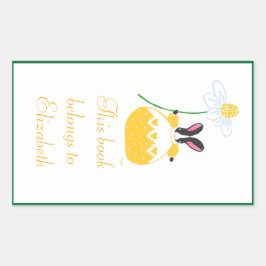 イエローフィフィデイジーバニー蔵書票 長方形シール