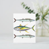 イエローフィンとワホーホの魚柄 ポストカード (スタンド正面)