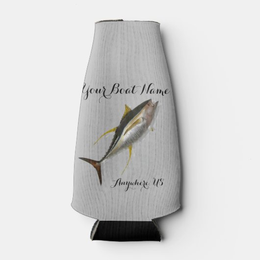 イエローフィンツナカスタムーの船名 ボトルクーラー (正面)