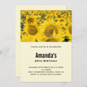 イエローフィールドのひまわり誕生日 招待状 (正面/裏面)