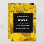 イエローフィールドのひまわり誕生日 招待状 (正面/裏面)