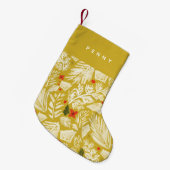 イエローフェスティバルボタニカルパーソナライズされた スモールクリスマスストッキング (正面 (吊り時))