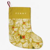 イエローフェスティバルボタニカルパーソナライズされた スモールクリスマスストッキング (正面)