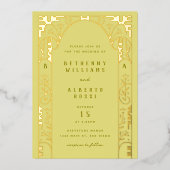 イエローフォイルアールヌーボーアーチフォイル招待状 箔招待状 (正面)