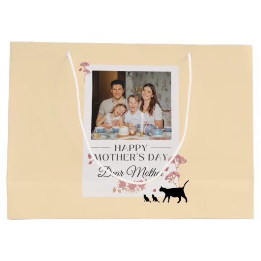 イエローフォトマザーズデイラージ抱き枕 ラージペーパーバッグ (裏面)