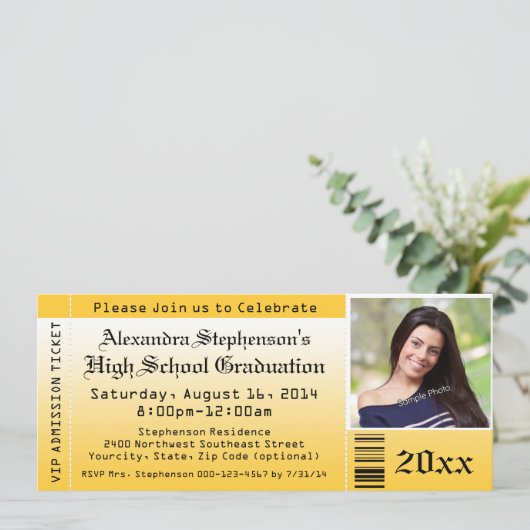 イエローフォト卒業チケット招待状 招待状 (スタンド正面)
