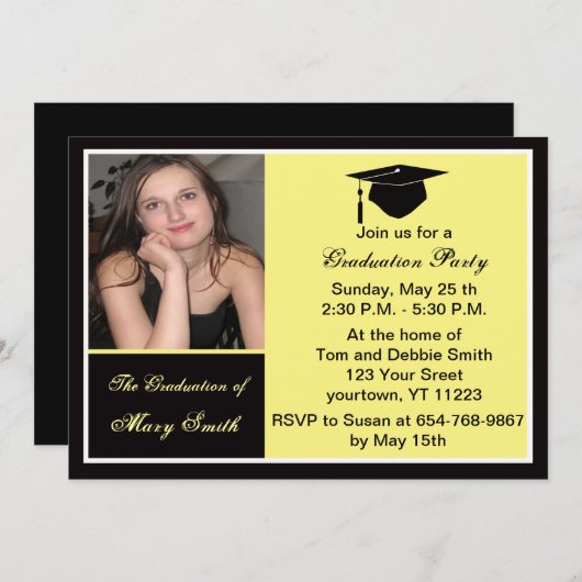 イエローフォト卒業パーティー招待状 招待状 (正面/裏面)