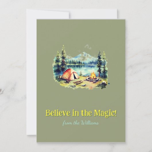 イエローフォントマウンテンクリスマスホリデーキャンプレイク シーズンカード (正面)