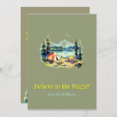 イエローフォントマウンテンクリスマスホリデーキャンプレイク シーズンカード (正面/裏面)