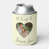 イエローフォーエバーラブフォトハート結婚フレーム 缶クーラー (缶正面)