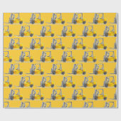 イエローフォークリフトトラック建築車 ラッピングペーパー (フラット)