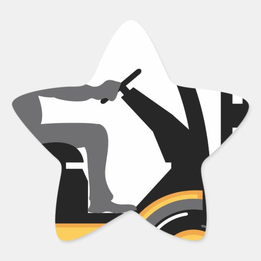 イエローフォークリフト 星シール (正面)