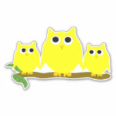 イエローフクロウのデザイン シール (正面)