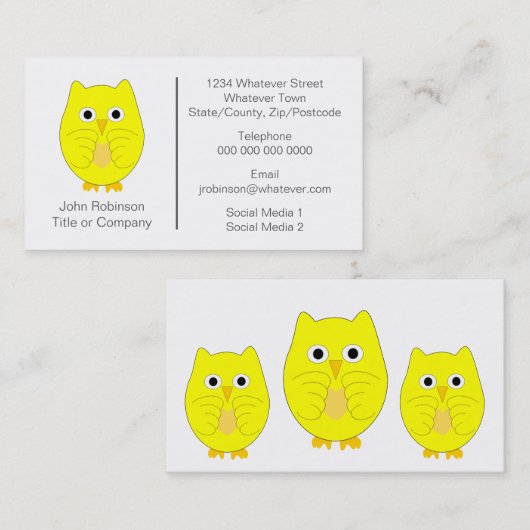 イエローフクロウデザイン 名刺 (正面/裏面)