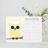 イエローフクロウベビー名競走ベビーシャワーゲームインビタット 招待状 (スタンド正面)