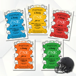 イエローフットボール1st片手引き誕生日 招待状