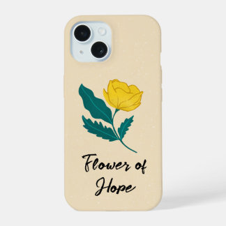 イエローフラワーとグリーンリーブスのモチベーショナルケース iPhone 15ケース