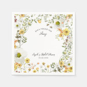 イエローフラワーのおしゃれな ブライダルシャワーの装飾 スタンダードカクテルナプキン (正面)