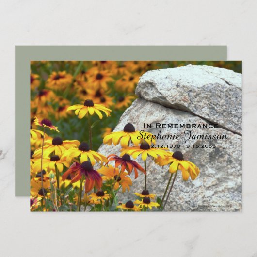 イエローフラワーのメモリアルお祝い 招待状 (正面/裏面)
