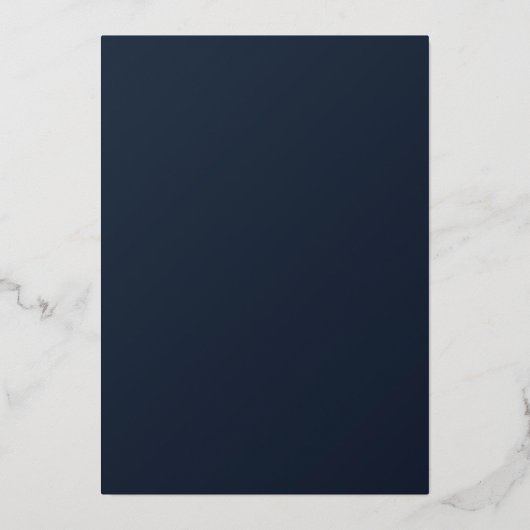 イエローフラワーの上品なネイビーブルーの結婚式のSave Date 箔招待状 (裏面)